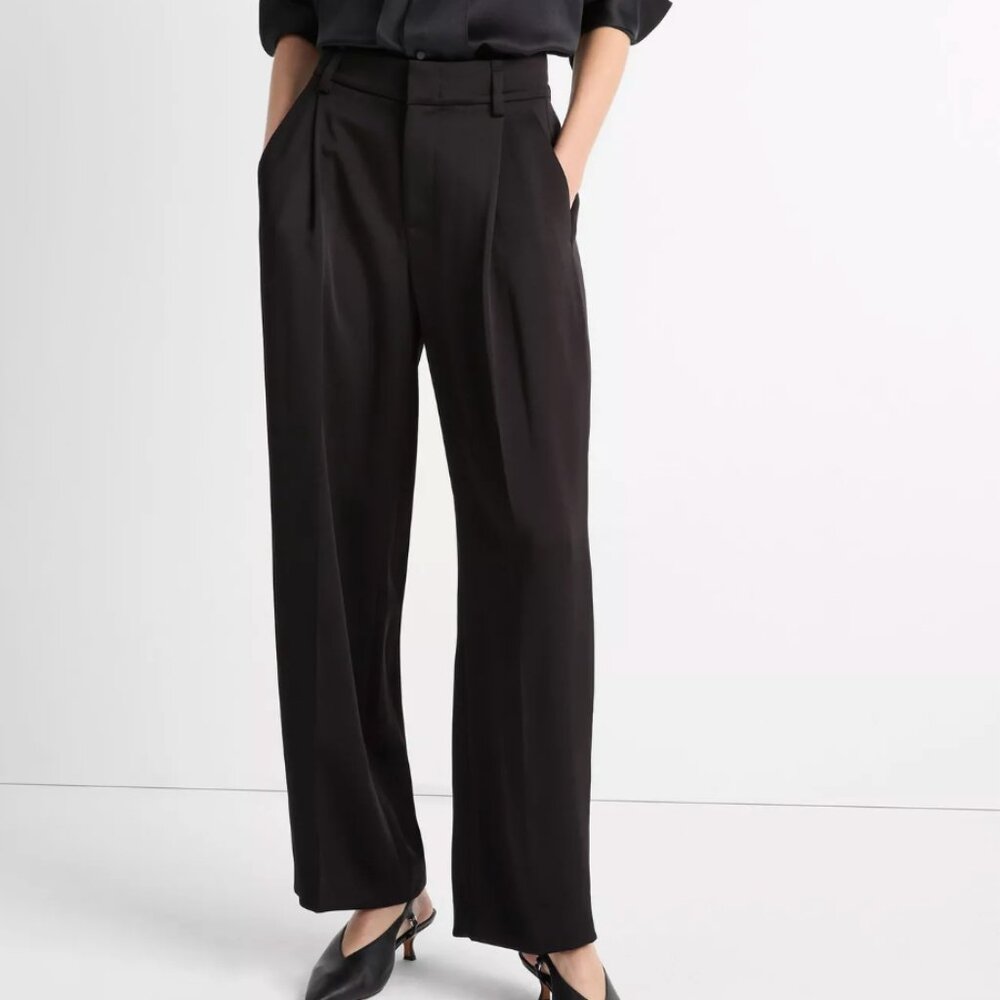Vince High-Waist Fluid Satin Wide-Leg Trouser